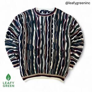Coogi Original Blues Tundra Style Cotton Traders 3D Knit Sweater us sz L Jumper